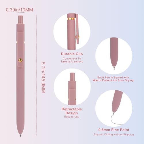 Ddaowanx Gel Pens,6 Pcs 0.5mm Retractable Quick Dry Black Ink Pens - Image 3