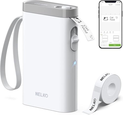 Nelko P21 Label Maker Machine with Tape, Bluetooth Label Printer, White