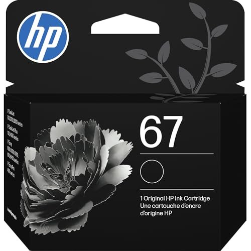 HP 67 Black Ink Cartridge | Works with DeskJet 1255, 2700, 4100 and Envy 6000, 6400 Series, Eligible for Instant Ink, 3YM56AN | Packaging May Vary