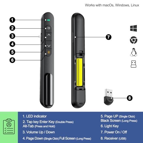 QUI Presentation Clicker with Volume Control, Wireless Presenter Remote - Image 3