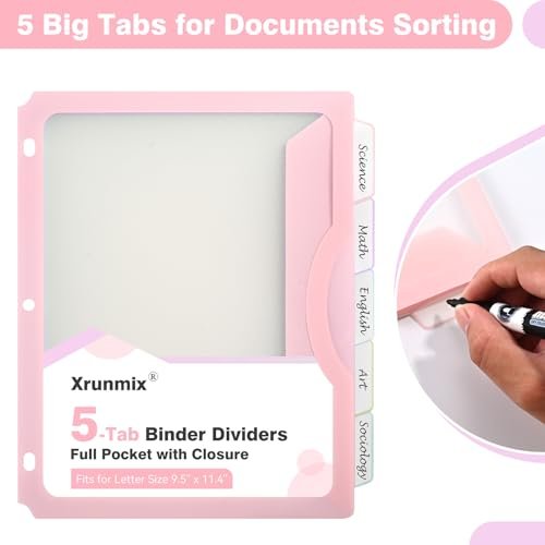 15 Counts Dividers with One Full Pocket, 5-Tab Binder Dividers for 3 Ring Binder, Recipe Binder Dividers for US Letter Size 8.5 x 11', Index Dividers for Back to School, Pastel Color (3) - Image 4