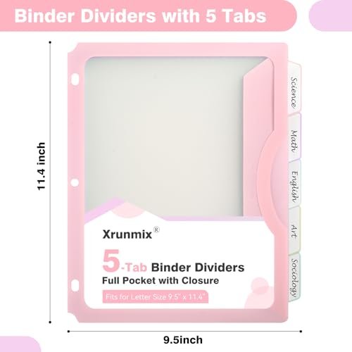 15 Counts Dividers with One Full Pocket, 5-Tab Binder Dividers for 3 Ring Binder, Recipe Binder Dividers for US Letter Size 8.5 x 11', Index Dividers for Back to School, Pastel Color (3) - Image 2