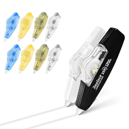 Caxlis Correction Tape, Professional Applicator for Instant Corrections, 35 Ft 8 Count White out Correction Tape, Fast, Clean and Easy to Use Tear-Resistant Tape, Alternatives to Correction Fluid Pen