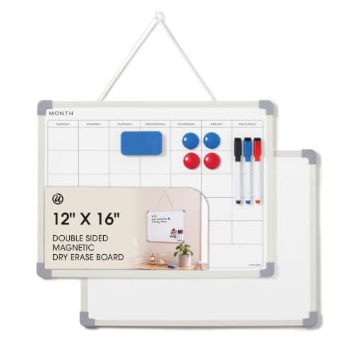 U Brands 12" x 16" Double-Sided Calendar Dry Erase Whiteboard, 1 Count