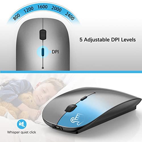GAMCATZ Wireless Keyboard and Mouse Combo, 2.4G Slim Compact Ergonomic Keyboard and Rechargeable Silent USB Mouse for Computer, Desktop, PC, Laptopï¼Macï¼MacBook,Computer-Grey - Image 3