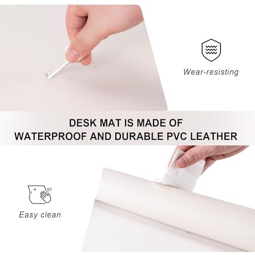 Leather Desk Pad Protector,Non-Slip Desk Pad(Black, 23.6" x 13.7") - Image 3