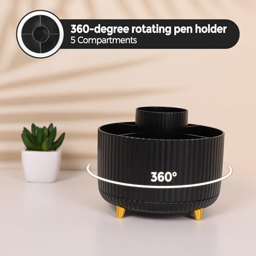 SKYDUE Black Office Supplies with Pencil Holder,Desk Accessories 11PCS - Image 3
