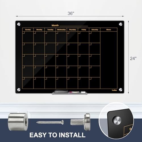 Calendar Whiteboard for Wall 36x24 Black Magnetic Glass Dry Erase Board - Image 5