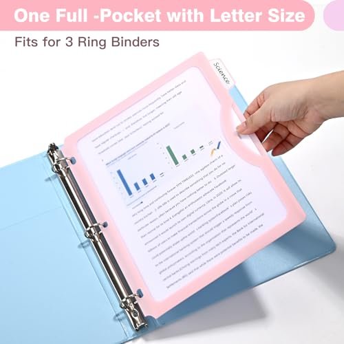 15 Counts Dividers with One Full Pocket, 5-Tab Binder Dividers for 3 Ring Binder, Recipe Binder Dividers for US Letter Size 8.5 x 11', Index Dividers for Back to School, Pastel Color (3) - Image 3