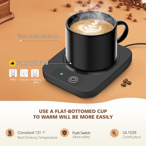 Coffee Mug Warmer, Smart Candle Warmer, Electric Cup Warmer with Aluminum Metal Panel for Office, Desk Accessories, Electric Beverage Warmer for Cocoa, Milk, Coffee Gifts for Dad - Image 2