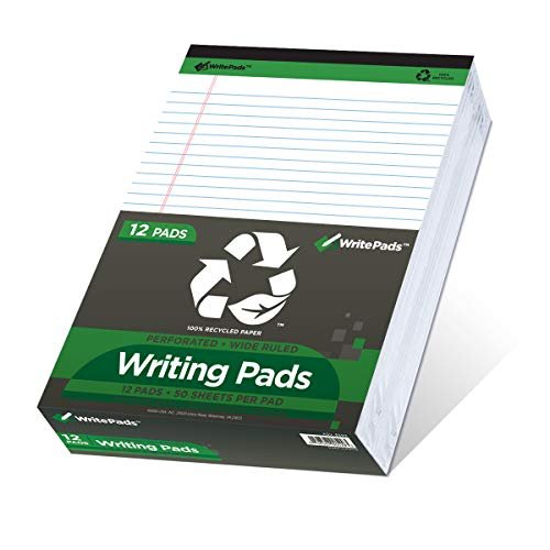 KAISA Legal Note pads 8.5 x 11,12pads 600 Sheets note pads Writing Pads Recycled Paper, Wide Ruled Perforated 50 sheets Premium Thick Paper Hard Back Notepads 8-1/2"x 11-3/4" Writing Tablet Canary For Office Supplies (Pack of 12pc)