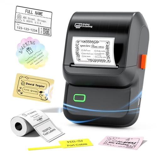 Ponek Label Maker Machine with Tape, 2 Inch Bluetooth Label Printer, Black