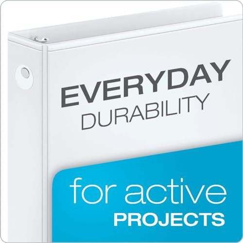 Cardinal 1 Inch 3 Ring Binders, White, 12 Pack, Round Ring Binder, Holds 225 Sheets, PVC Free, Customizable Covers, 2 Pocket View Binders for Office and School Organization - Image 2