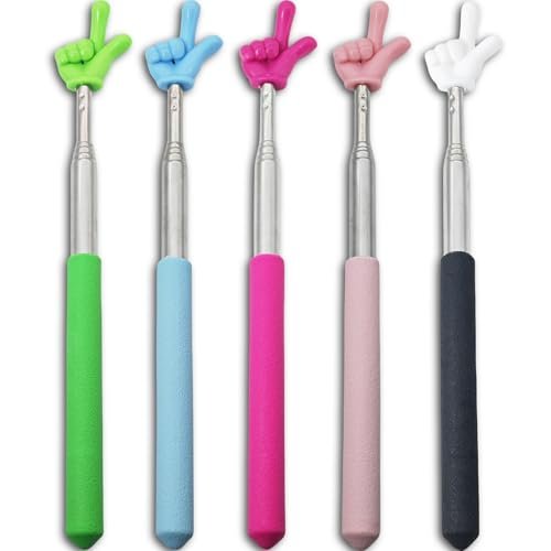 5PCS Pointer Stick For Classroom – Multipurpose Teacher Pointer Stick, Extendable Classroom Pointer And Finger Pointer Stick, Engaging Colors – Classroom Essentials For Effective Presentations
