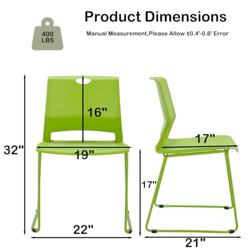 Green Stackable Chairs Set of 4 for Waiting Room Conference Church Lobby - Image 2