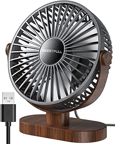 SWEETFULL Small USB Desk Fan, Desktop Table Fan, Quiet Office Mini - Black