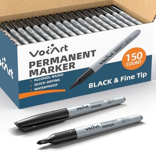 VOKART Permanent Markers Bulk, 150 Pack Black Thin Fine Point Tip