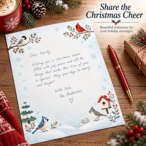 Winter Songbirds Christmas Stationery Paper 8.5" x 11" - 50 Sheets - Image 4
