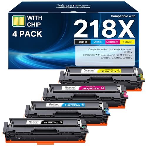 218X Compatible for HP 218X Toner Cartridges 4 Pack High Yield with CHIP