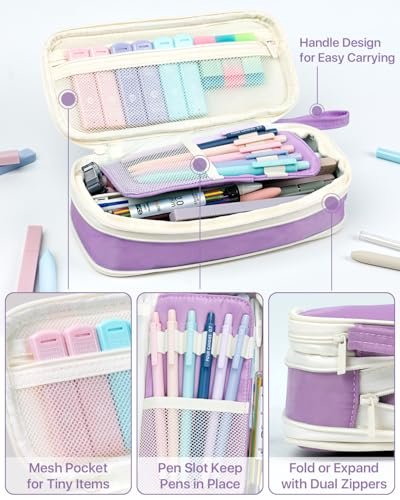 Four Candies 56PCS School Supplies with Pencil Case, Stationery Set, Purple - Image 4