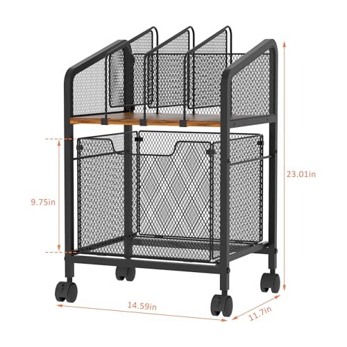 Tiaoheka Rolling File Cabinet with Adjustable Dividers, Vertical Filing Cabinet with Storage Drawer on Lockable Wheels, Hanging File Organizer Beside Under Desk for Office, Home(Patent Pending) - Image 2