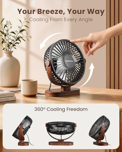 SWEETFULL Small USB Desk Fan, Desktop Table Fan, Quiet Office Mini - Black - Image 5