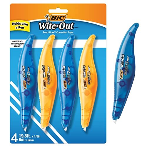 BIC Wite-Out Brand Exact Liner Correction Tape, 19.6 Feet, 4-Count