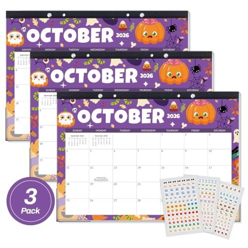 SUNEE Desk Calendar 2026-2027 3 Packs - 18 Month Calendar Oct 2026 - Mar 2028, 17" x 12" Desktop Calendar with Notes, for Planning, Organizing in Family, School or Office - Seasonal 2026-2027 Calendar