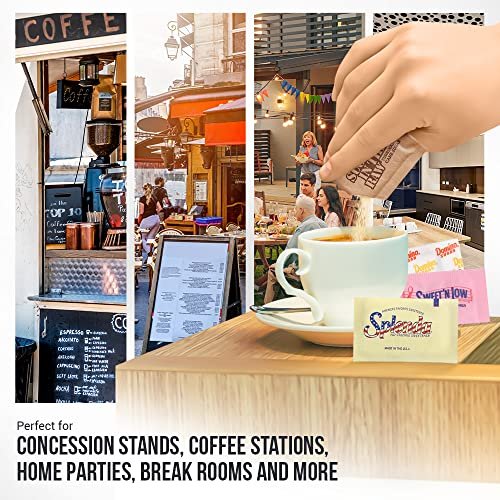 Sugar & Sweetener Assortment Packets Packaged by Bools, Sugar Packets, Splenda, Sweet'N Low, Brown Sugar, Plus Bools Wooden Coffee Stirrers (400 Pack)Sugar Packets for Home, Office, Coffee, Bar, Gift - Image 5