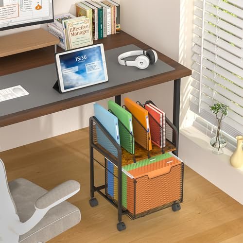 Tiaoheka Rolling File Cabinet with Adjustable Dividers, Vertical Filing Cabinet with Storage Drawer on Lockable Wheels, Hanging File Organizer Beside Under Desk for Office, Home(Patent Pending) - Image 5