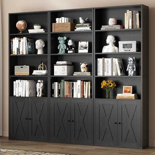 Shintenchi 6 Tier Bookshelf with Doors, Tall Standing Bookcase - Image 2