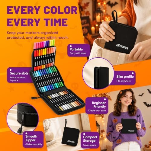 Pagather Acrylic Paint Markers, 48 Colors Dual Tip Fine & Brush Pens Set - Image 5