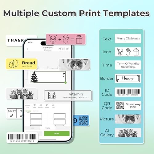 Nelko P21 Label Maker Machine with Tape, Bluetooth Label Printer, White - Image 3