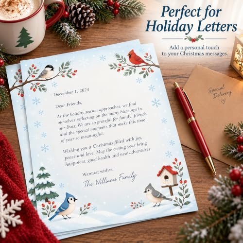 Winter Songbirds Christmas Stationery Paper 8.5" x 11" - 50 Sheets - Image 5