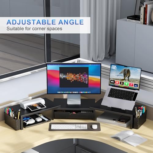 gianotter Dual Monitor Stand Riser With Drawer and 2 Pen Holders - Image 5