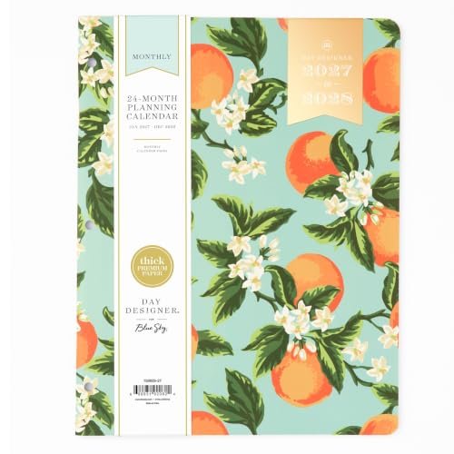 Blue Sky 2027 24-Month Monthly Planner, 8.5"x11", Orange Blossom Mint