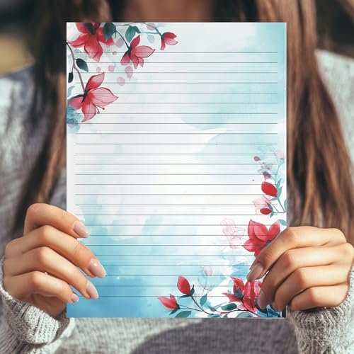 PARTH IMPEX 56 Sheets Watercolor Floral Lined Writing Paper 8.5x11 - Ruled - Image 5