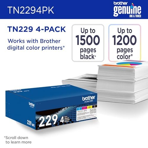 Brother Genuine TN2294PK Standard Yield 4-Pack Printer Toner Cartridges - Black, Cyan, Magenta, Yellow Toner Multipack - Image 2