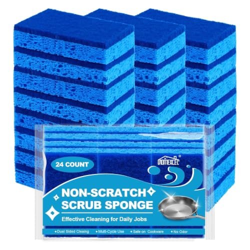 HOMEXCEL Sponges Kitchen 24 Pack, Non Scratch Scrub Dish Sponge for Dishes
