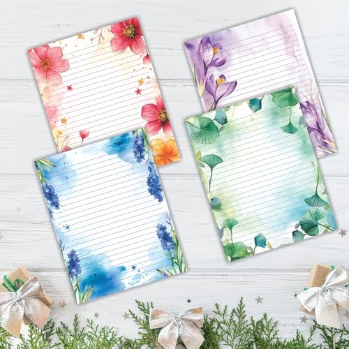 PARTH IMPEX 56 Sheets Watercolor Floral Lined Writing Paper 8.5x11 - Ruled - Image 4